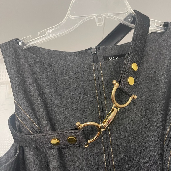 Cache Contour Collection Midi Sleeveless Dress Gray Fully Lined Size 8 - Picture 5 of 8